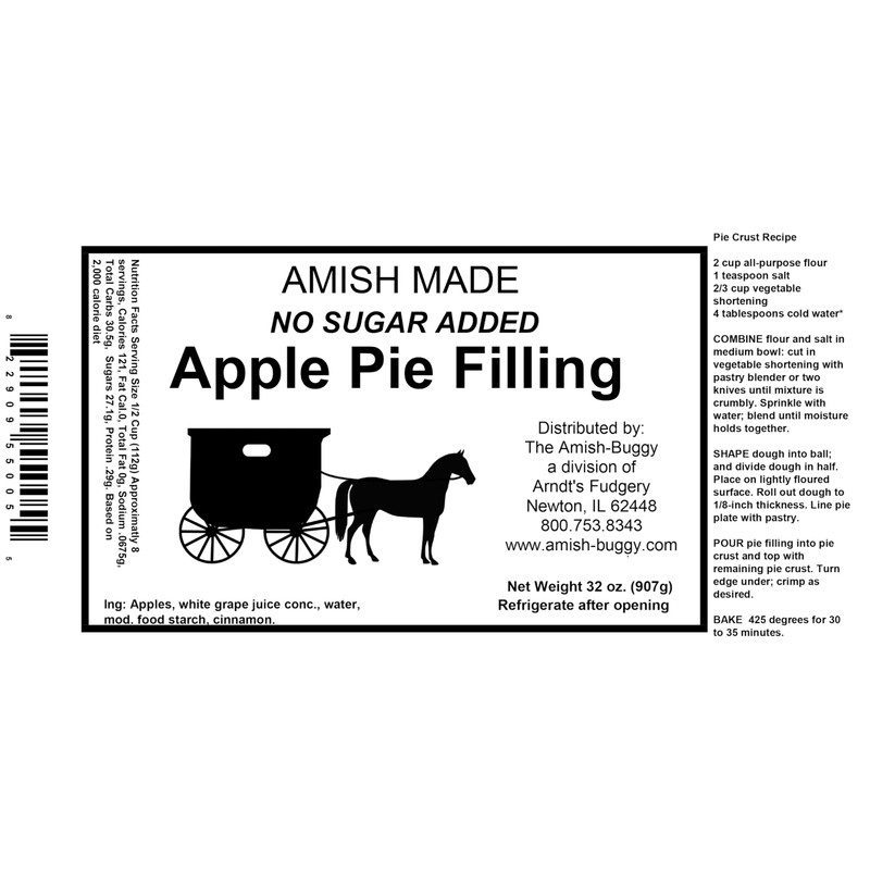Amish Pie Filling - TWO 32 Oz Jars (Apple No