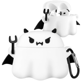 Coralogo for AirPods 4 Case with Keychain - Fashionable Stylish for Women Girls 3D Silicone Cute Ghost Design Kawaii Girly Girlish Unique Funny for Air Pods 4th Generation 2024 Cover