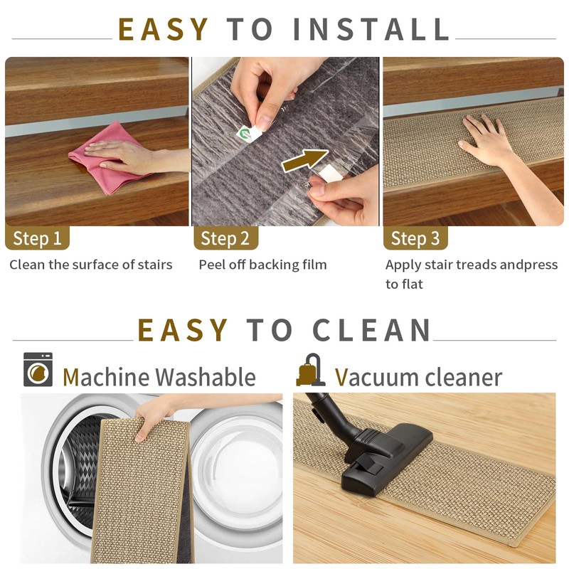 SMILOOL Stair Treads Non Slip for Wooden Steps Indoor 9"