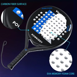 Vispinvo Padel Racket Carbon Fiber Surface, EVA Memory Flex Foam Core Pala Padel, 38 mm Beach Tennis Racket for Adults/Men/Women, an Ideal Paddle Rackets for Beginner & Professional Players（Blue）