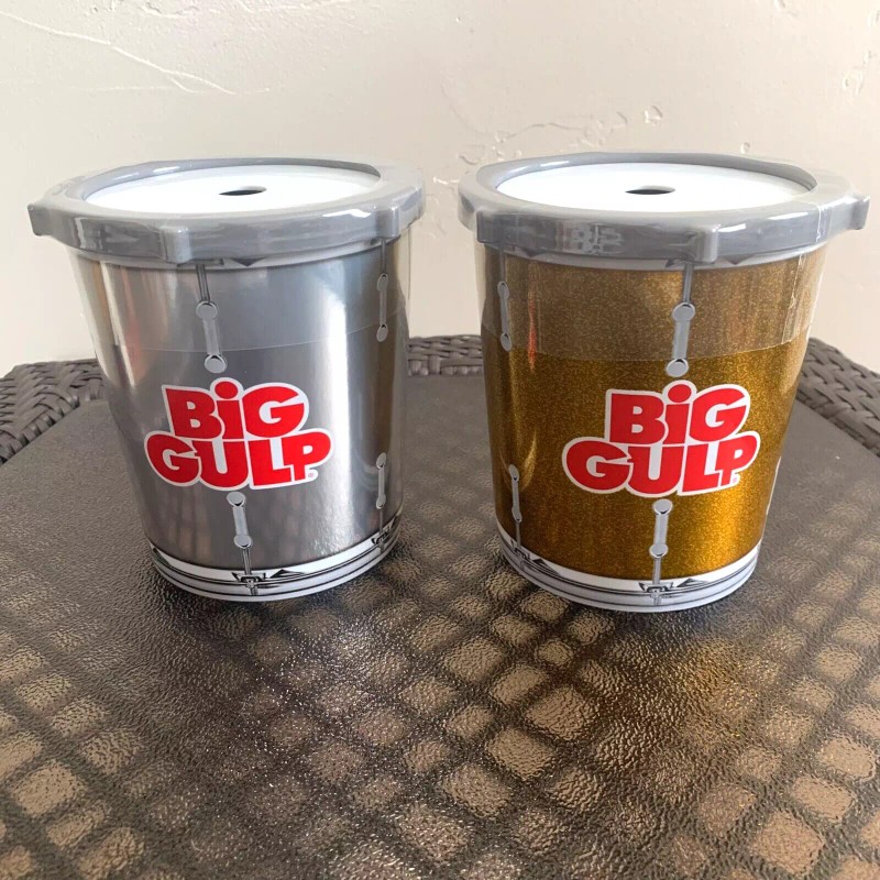 7-Eleven Big Gulp Drum Tumblers w/ drumsticks straws 40oz ea.