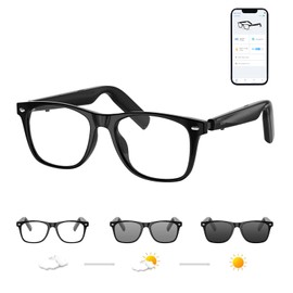 GetD AI Glasses for Men & Women, Smart Glasses Powered by ChatGPT, AI Real-time Translation with 147 Languages, 11H Music Play, Bluetooth Glasses with Photochromic Lens for Daily Use, Travel