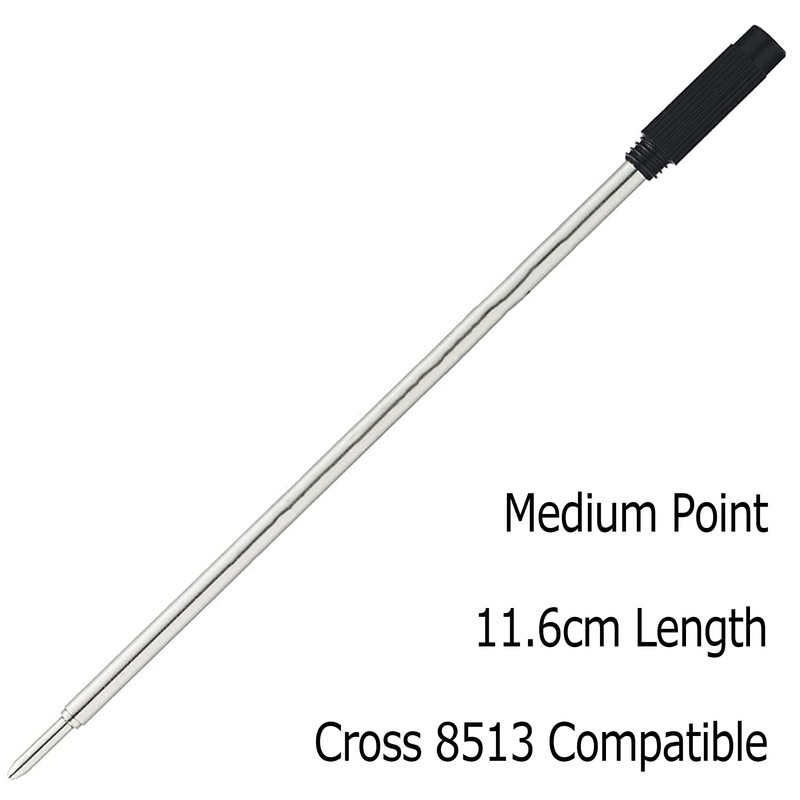 6X Black Cross 8513 Compatible Ballpoint Pen Refills, Medium Tip