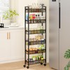 ThreeHio 6 Tier Slim Storage Cart, Narrow Cart with Wheels,