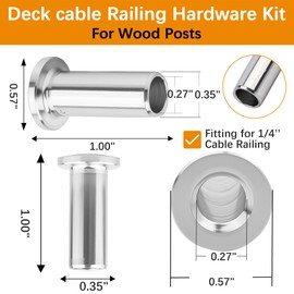 30 Pack 1/4" Cable Protector Sleeves T316 Stainless Steel Cable Railing Protective Sleeves, Suitable for Deck Cable Railings and Wood Posts, Ideal for DIY Balustrades
