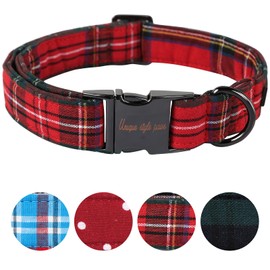 Unique style paws Dog Collar Pet Gift Adjustable Soft and Comfy Plaid Collars for Small Medium Large Dogs, Neck 8-12 inches