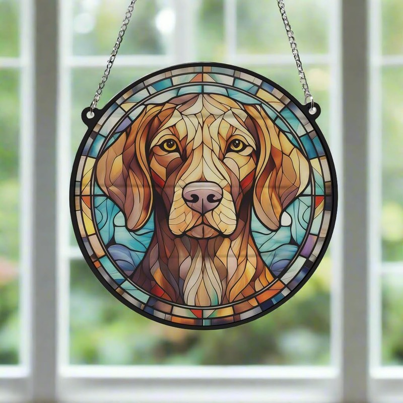 Image Industry Vizsla Stained Glass Effect Suncatcher - Garden Gift