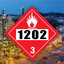 1202 Placard DOT Hazardous Chemical 4 Digit UN Number Sign 10 ¾” x 10 ¾” Self Adhesive Vinyl Sticker Decal Class 3 (Diesel Fuel) DOT Placard | Trucks & Tanks