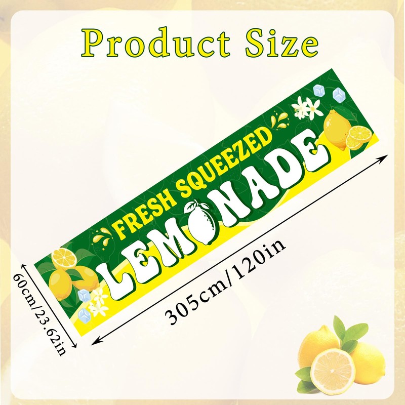 LIRAVENO Lemonade Sign Vinyl Banner - 2 x 10 ft
