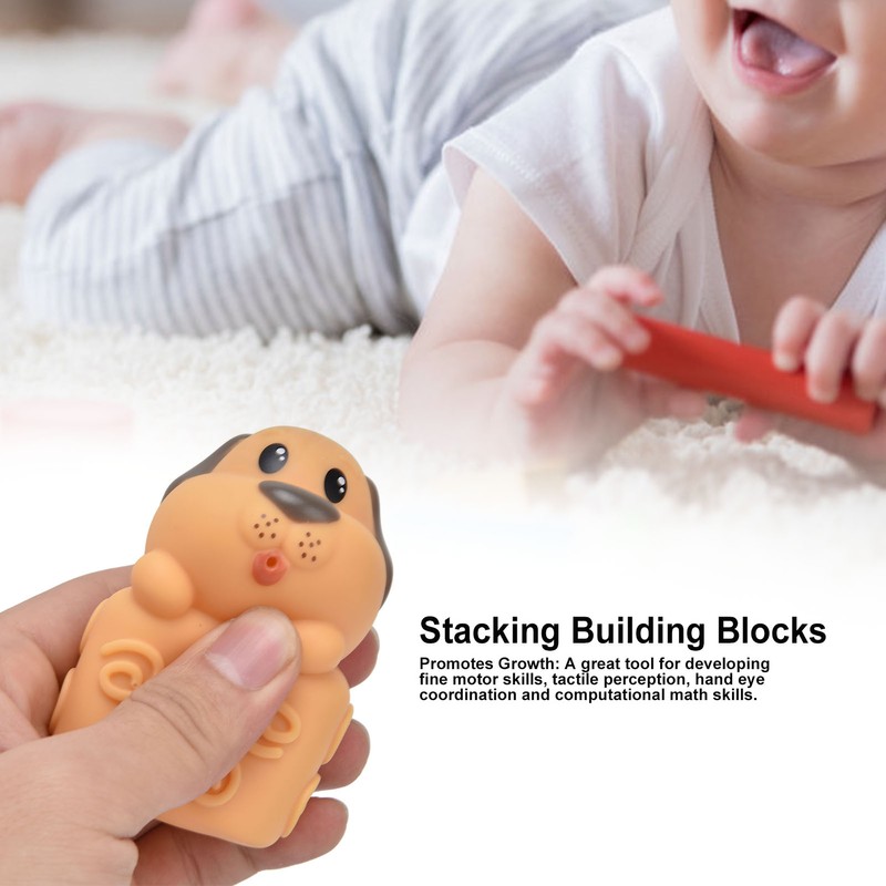 6pcs Baby Soft Blocks Animal Stacking Building Blocks Squeezing Teething