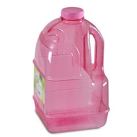 1 Gallon BPA FREE Reusable Plastic Drinking Water Big Mouth "Dairy" Bottle Jug Container with Holder - Pink