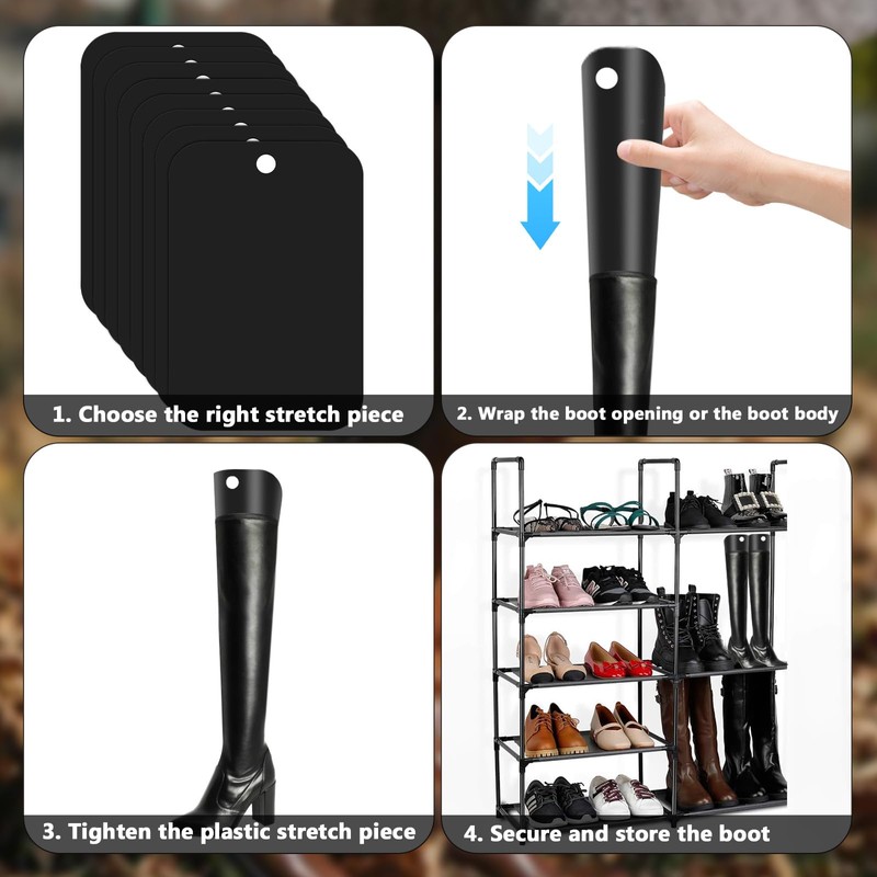 KGGZKG Boot Shaper Plastic Boot Stretchers Reusable Boot Holder, black