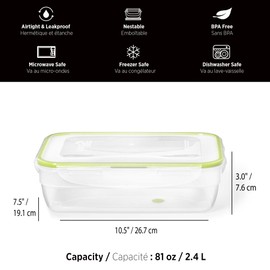 Starfrit LocknLock Easy Match Plastic Container - 81oz/2.4L - Airtight, Leakproof & Nestable - 4-Sided Locking Lid