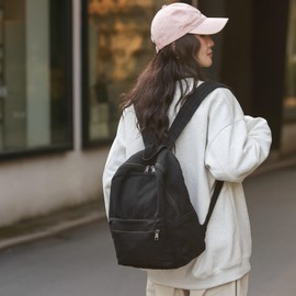 GAXOS Mini Backpack Purse for Women Canvas Cute Small Backpack Purse for Girls Aesthetic Vintage Travel Backpack Black