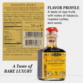 Giusti Balsamic Vinegar of Modena IGP – Extra Thick & Rich Aceto Balsamico di Modena, Matured in Traditional Aging Casks - 4 Gold Medals, Made in Italy, In Gift Box - 8.45 fl oz (250 ml) -Pack of 1 - 4 Gold Medals Gift Box