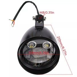 Unbranded/Generic 6 LED 6" Large Bullet Headlight Lamp For Sportster XL Dyna Softail Chopper Black
