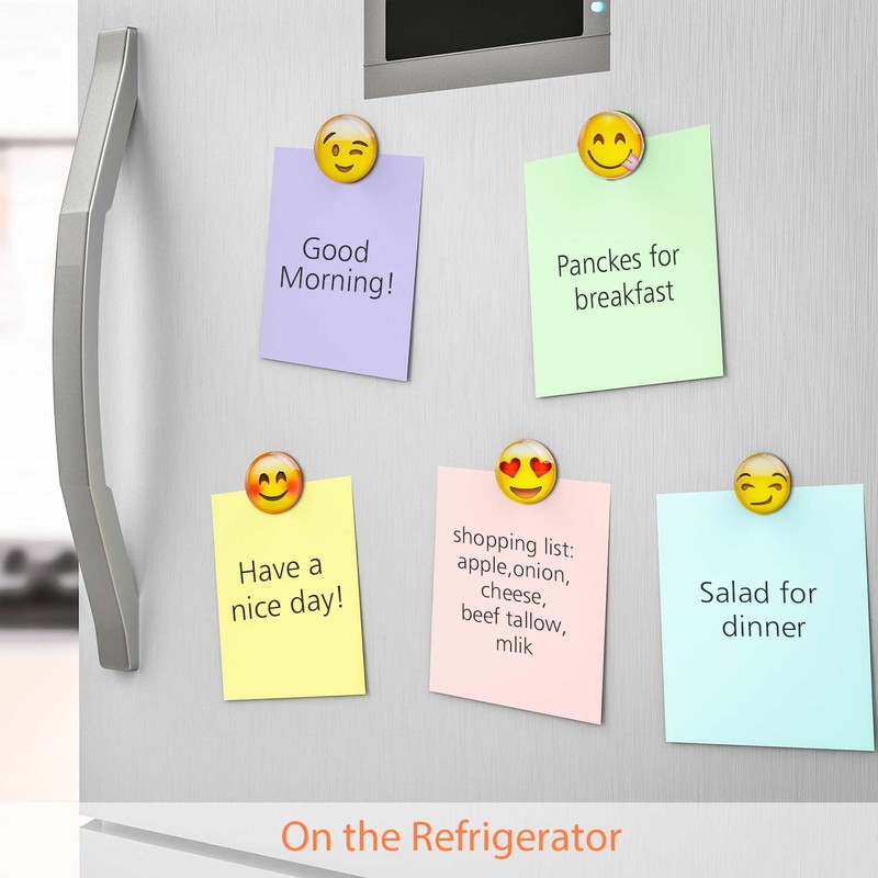 Lesfit Magnetic Emojis, 12 Pack 3D Glass Smiley Emoji Fridge
