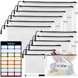 12pcs Mesh Zipper Pouch Bags, Puzzle Bag for Organizing, 8 Size Classroom Must Have Storage Bag, File Bags for School, Board Games and Office Supplies