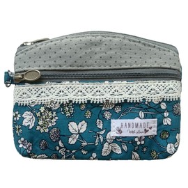 Coin Purse for Women Cute Small Wallets Change Purse Coin Pouch (Grey+Blue)