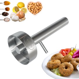 Falafel Maker Press Donut Shape (With Hole) Stainless Steel Premium Quality Professional Middle Eastern Kitchen Tool Meatball Mold Scoop 2.3 Inch (5.5cm) Diameter (1)