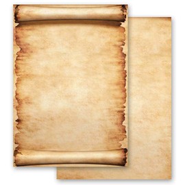 Letter Paper Set 20 Pieces Antique & History, PERGAMENT 10 Sheets Writing Paper + 10 Matching Envelopes DIN Long without Window Paper-Media