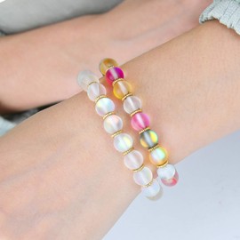 C·QUAN CHI Women Stretch Bracelet Moonstone Beaded Bracelet Good Luck Bracelets