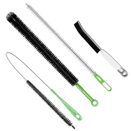 4pcs Flexible Cleaning Brush Set for Dryer Vents, Fridge Coils, HVAC Systems & Tight Spaces – Multi-Use Lint and Dust Remover with Crevice Brush and Detailing Tools