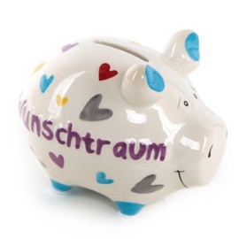 Logbuch-Verlag Piggy Bank Christmas Money Gift Packaging Wish Dream Ceramic Colourful Piggy Bank Piggy Bank Wish Filler