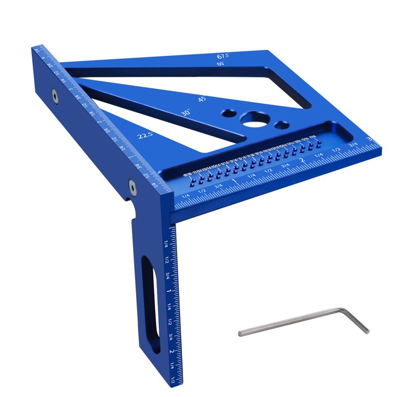 Upgrade Woodworking Measuring Ruler Metric/Inch 3D Multi-Angle Aluminum Alloy 22.5/30/45/60/67.5/90
