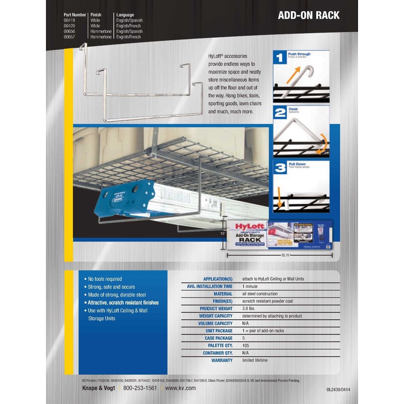 HyLoft 00656 Add-On Storage Rack Accessory for HyLoft Model 625