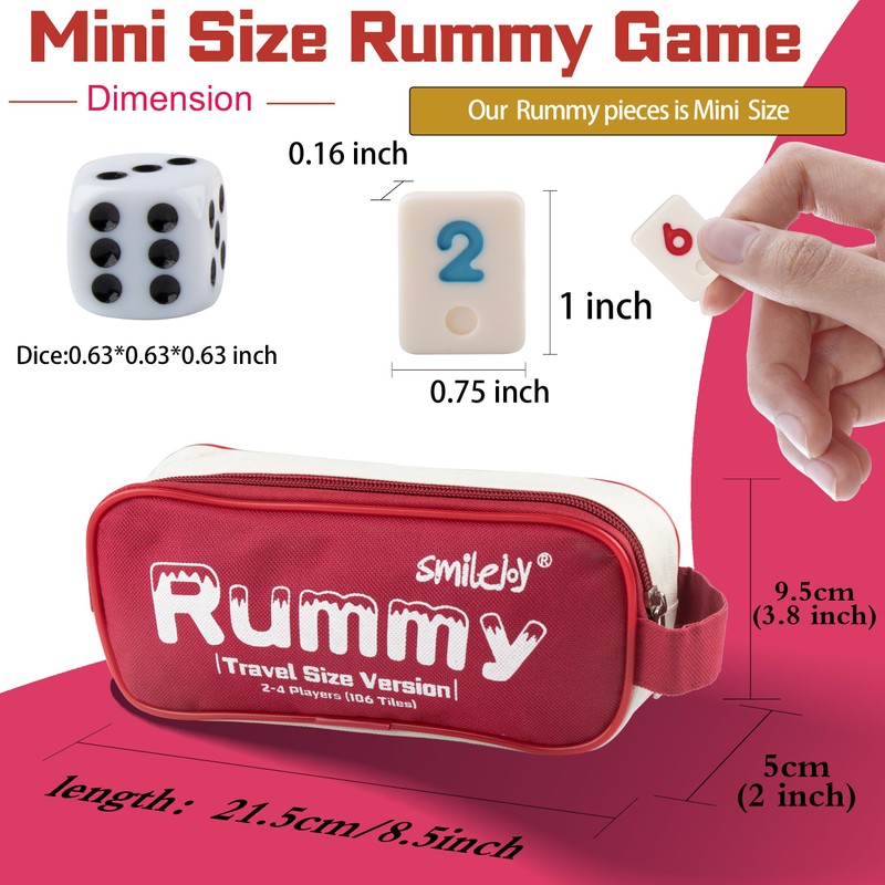 Smilejoy Mini Rummy Cube 4 Players Edition,Travel Rummy Game Set