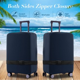 RainVillage Travel Luggage Cover Suitcase Protector Scratch-Resistant Fit 19-31 Inch Suitcase, Not Included Suitcase (Tibetan Blue, S(19-21inch))