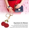 Sweet Cherry Keychain, Zinc Alloy Key Ring with Rhinestone Decoration,