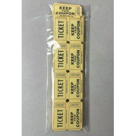 ITC 100 Double Stub Raffle Tickets 50/50 Split the Pot Packaged as Pictured - Yellow