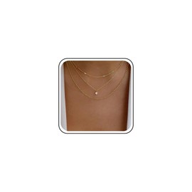 Andelaisi Boho Layered Crystal Choker Necklace Gold Rhinestone Square Necklace Choker Sparkly Cz Crystal Pendant Necklace Vintage Ball Chain Necklace for Women