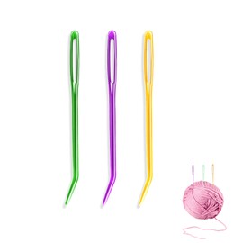 3pcs Bent Tapestry Needles,Aluminum Large-Eye Blunt Yarn Needles,Wool Needles for Sewing up Knitting,Sewing Knitting Needles Sewing Needles Wool Macrame Needle for Hand Stitch DIY Crafts(3 Colors)