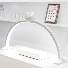 Nail Light for Desk,Half Moon Light LED for Tech Nail Desk Lamp with Phone Stand Foldable Adjustable Dimmable Half Moon Lamp for Lash Beauty Tattoos Crafts