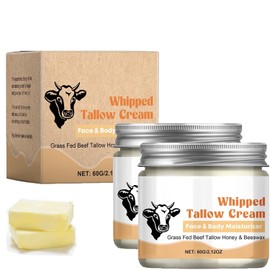 Beef Tallow Organic for Skincare, Sebo de Res Cream Organic, Crema de Sebo de Bovino, Hidratante Facial,Hidrata la Piel Seca, Apta para TodoTipo de Piel. (2PCS)