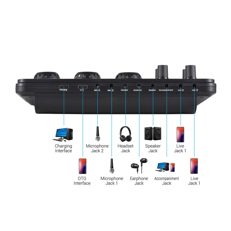 SK900 Multi-function Mixer Portable Digital Sound Card Kit Professional Live