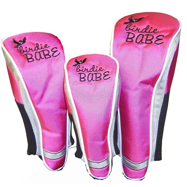 Birdie Babe Golf Club Head Covers for Women Hot Pink Set of 3