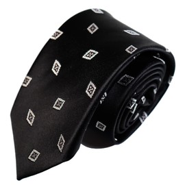 Michi Kolondon MKJ-044 Wrinkle-Resistant Bonding Processing Fabric Lined Volume, Made in Japan Necktie Brand Koshino Small Pattern Silk 100% Unisex Compatible, multicolor (black / white)