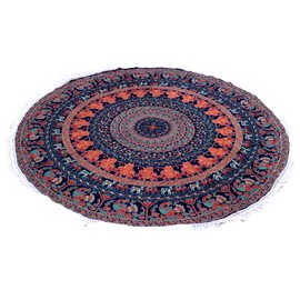 Round Beach Tapestry Mandala Boho Hippie Blanket Indian Cotton Bohemian Large Table Cloth Home Decor Yoga Mat Meditation Picnic Rug Hawaii Sunproof Throw Hippy Boho Gypsy Tablecloth Shawl Roundie (42