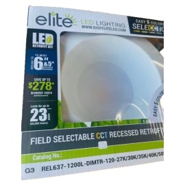 Elite REL637-1200L-DIMTR-120-5CCT-90-W-WH 5/6" LED Retrofit Baffle Trim