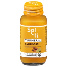 Sol-ti Organic Turmeric SuperShot Drink, Black Pepper Enhances Absorption and Bioavailability of Curcumin in Turmeric to Aid in Joint Support, SuperFood, 12 Pack (2.1 Fl oz)