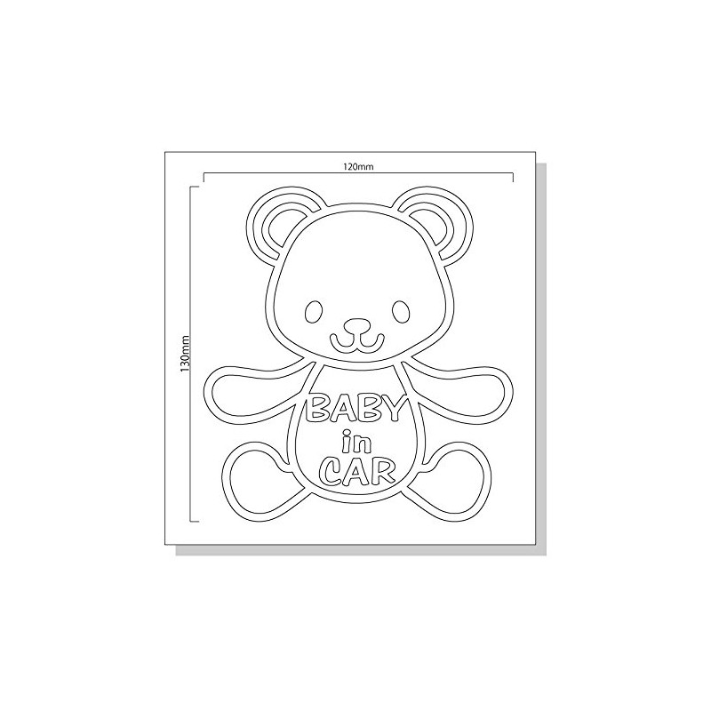 nc-smile BABY IN CAR Sticker Bear (White)