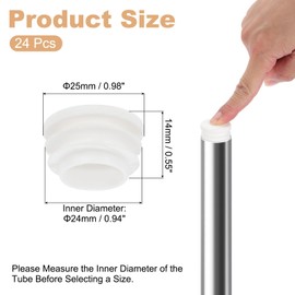 PATIKIL Round Plastic Plug, 24 Pcs 1 Inch/25mm Tubing Insert End Caps Plastic Plug Cap for Round Tubes Chair Legs Furniture Metal Tubing Hardware Plugs Fences, White