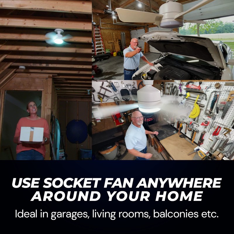 Bell+Howell Socket Breeze Modern Ceiling Fans with LED Lights, 10"