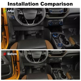 AuTK for Bronco Sport Trim Rings, AC Headlight Tune Gear Switch Knob Cover for Ford Bronco Sport 2021 Up Blue Accessories 7pcs(Only for Sport)