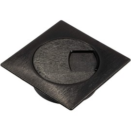 Gedotec Cable Guide Desk Made of Sturdy ABS Plastic | 2 Pieces Square Cable Outlets 60 mm | PLAZA | Cable Box Black | Cable Guide Square for Push In | Cable Duct Desk