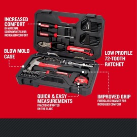 CRAFTSMAN 57 Piece 1/4-in Drive Mechanics Tool Set/Home Hand Tools Kit with Case